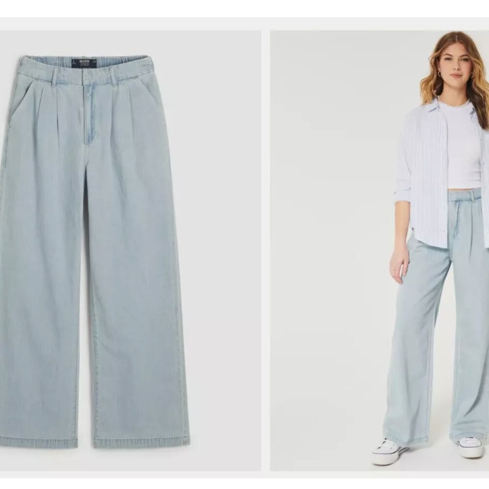 Hollister Livvy Ultra High-Rise Wide-Leg Jeans XS light wash NEW